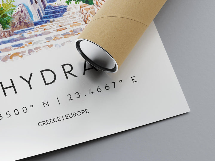 Hydra Watercolor Poster Hydra Greece Travel Print Wall Art Hydra Home Decor Hydra Gift Art Lovers Greece Art Hydra Island View