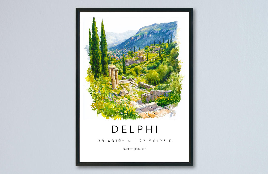 Delphi Watercolor Poster Delphi Greece Travel Print Wall Art Delphi Home Decor Delphi Gift Art Lovers Greece Art Delphi Oracle Site