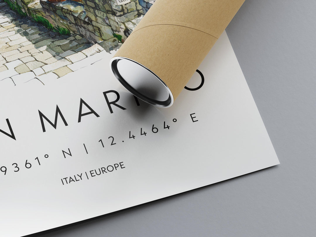 San Marino Watercolor Poster San Marino Italy Travel Print Wall Art San Marino Home Decor San Marino Gift Art Lovers Europe Cityscape