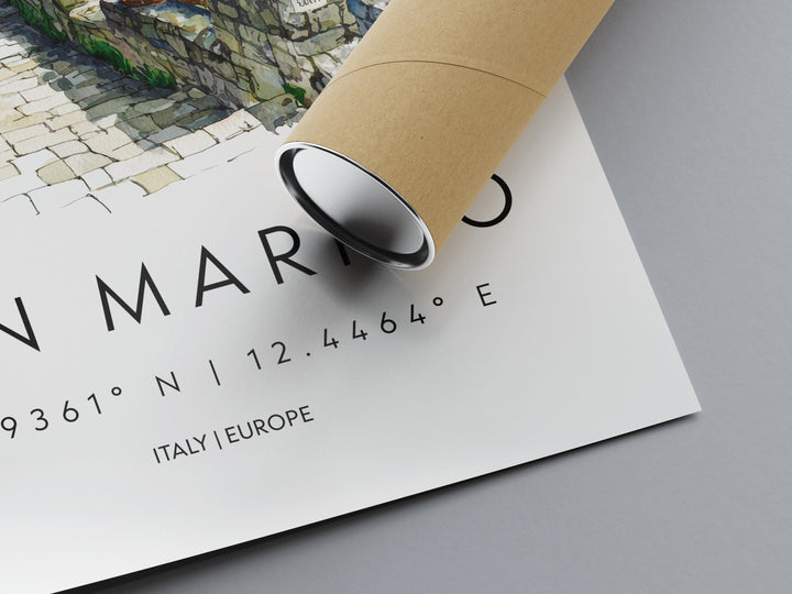 San Marino Watercolor Poster San Marino Italy Travel Print Wall Art San Marino Home Decor San Marino Gift Art Lovers Europe Cityscape