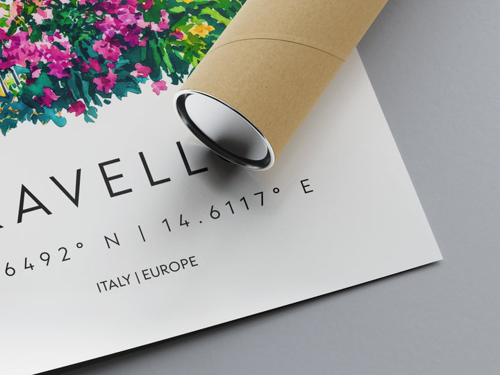 Ravello Watercolor Poster Ravello Italy Travel Print Wall Art Ravello Home Decor Ravello Gift Art Lovers Amalfi Coast View