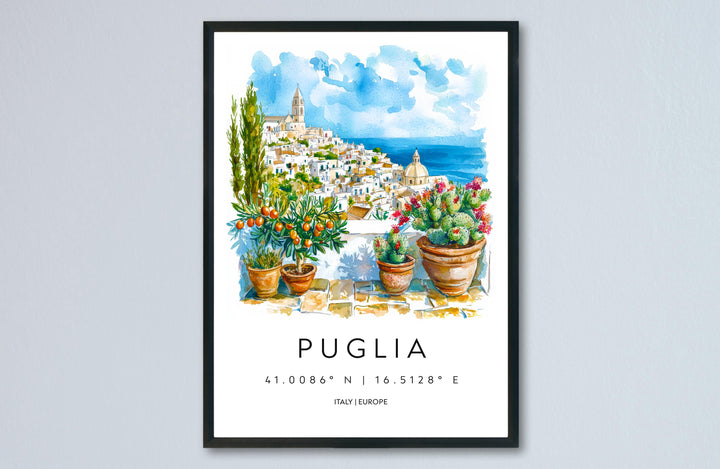 Puglia Watercolor Poster Puglia Italy Travel Print Wall Art Puglia Home Decor Puglia Gift Art Lovers Italy Art Puglia Landscape