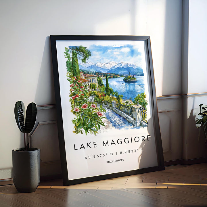 Lake Maggiore Watercolor Poster Lake Maggiore Italy Travel Print Wall Art Lake Maggiore Home Decor Lake Maggiore Gift Art Lovers Italy