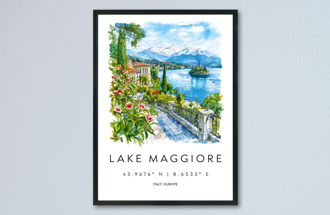 Lake Maggiore Watercolor Poster Lake Maggiore Italy Travel Print Wall Art Lake Maggiore Home Decor Lake Maggiore Gift Art Lovers Italy