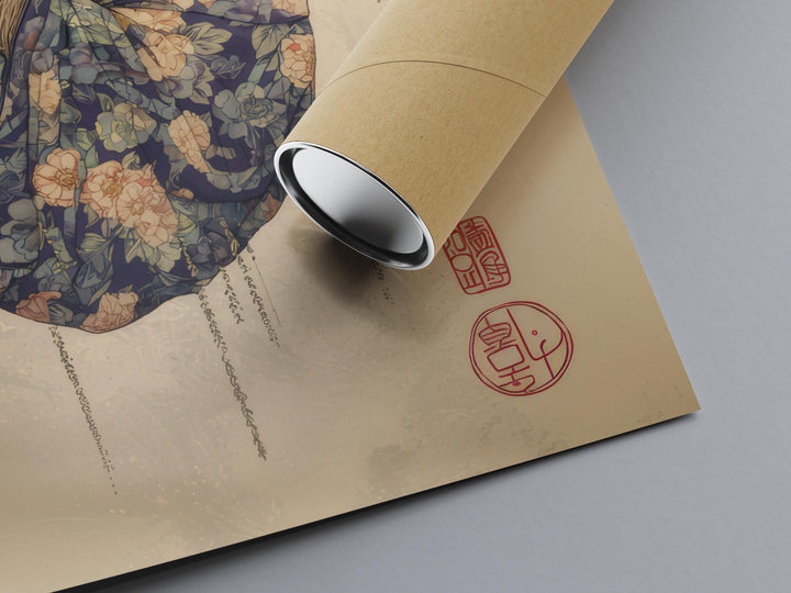 Sloth Drinking Matcha Ukiyo-e Print, Japanese Tea Art