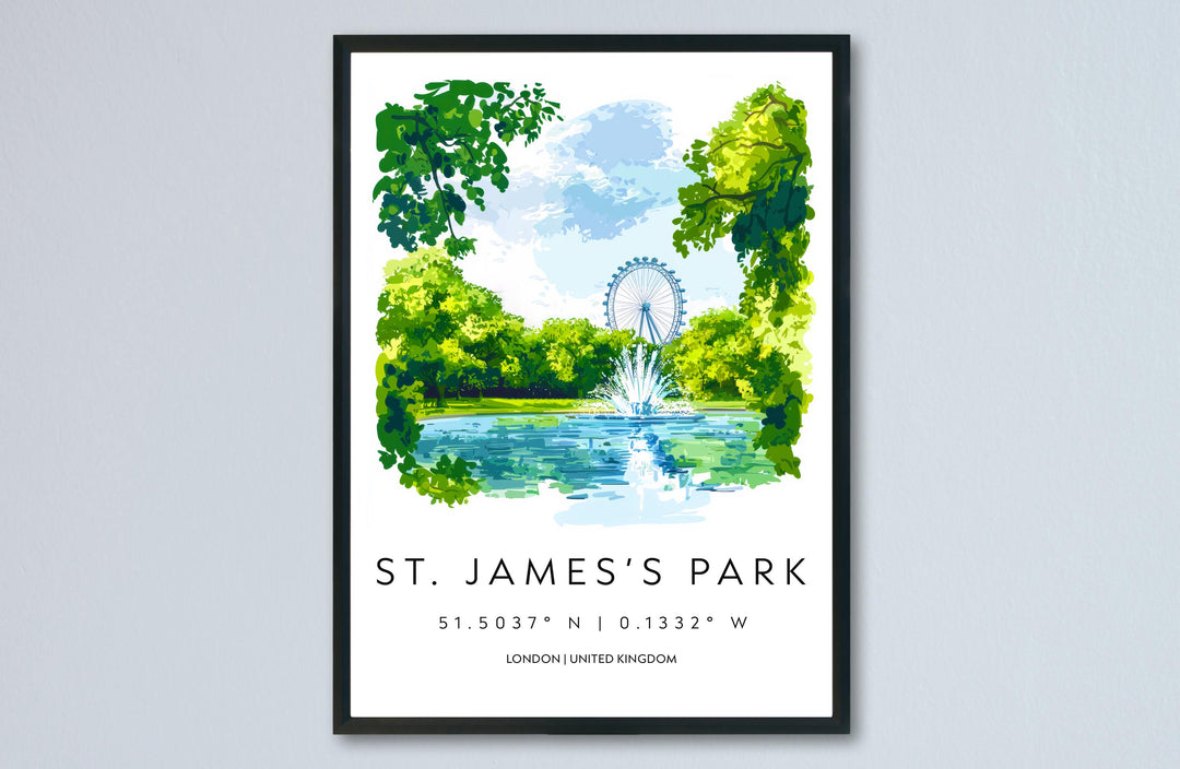 St James Park Watercolor Poster St James Park London Travel Print Wall Art St James Park Home Decor St James Park Gift Art Lovers UK Park