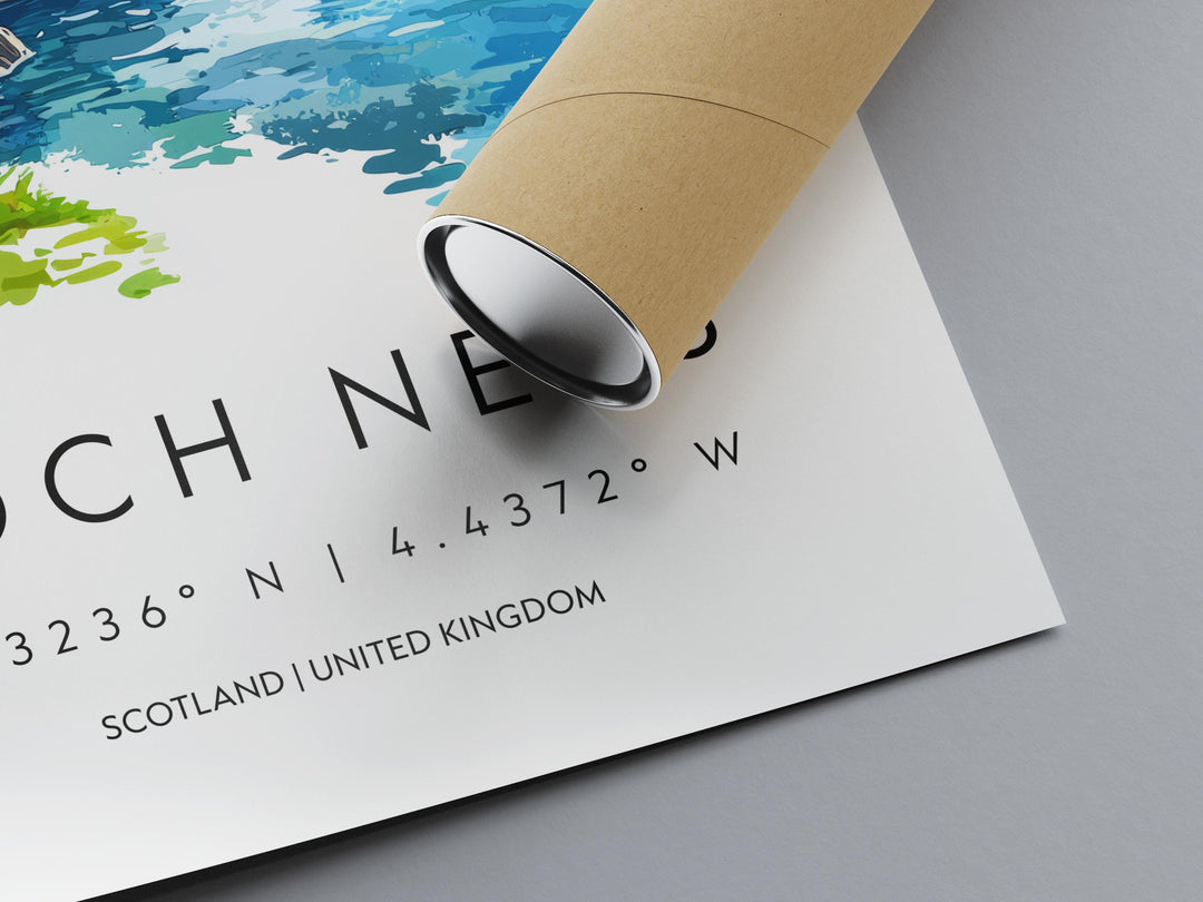 Loch Ness Watercolor Poster Loch Ness Scotland Travel Print Wall Art Loch Ness Home Decor Loch Ness Gift Art Lovers Scottish Highlands