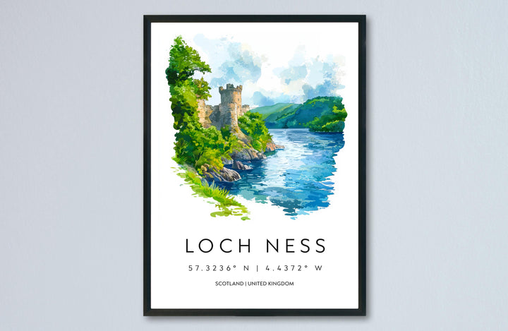 Loch Ness Watercolor Poster Loch Ness Scotland Travel Print Wall Art Loch Ness Home Decor Loch Ness Gift Art Lovers Scottish Highlands