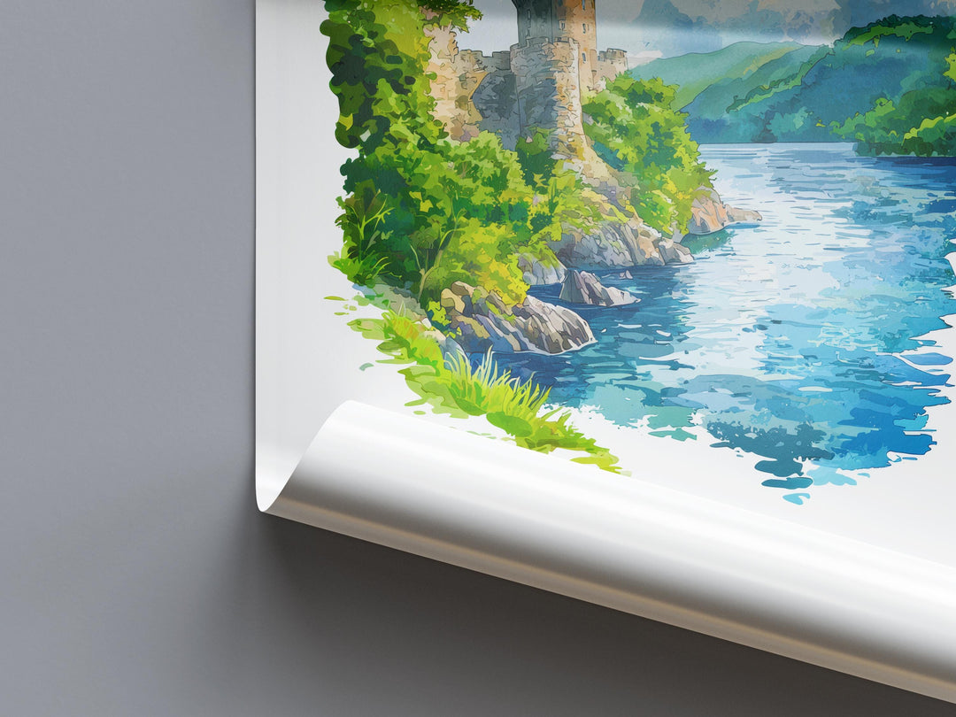 Loch Ness Watercolor Poster Loch Ness Scotland Travel Print Wall Art Loch Ness Home Decor Loch Ness Gift Art Lovers Scottish Highlands