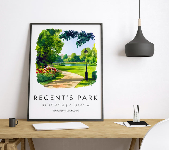 Regents Park Watercolor Poster Regents Park London Travel Print Wall Art Regents Park Home Decor Regents Park Gift Art Lovers UK Park
