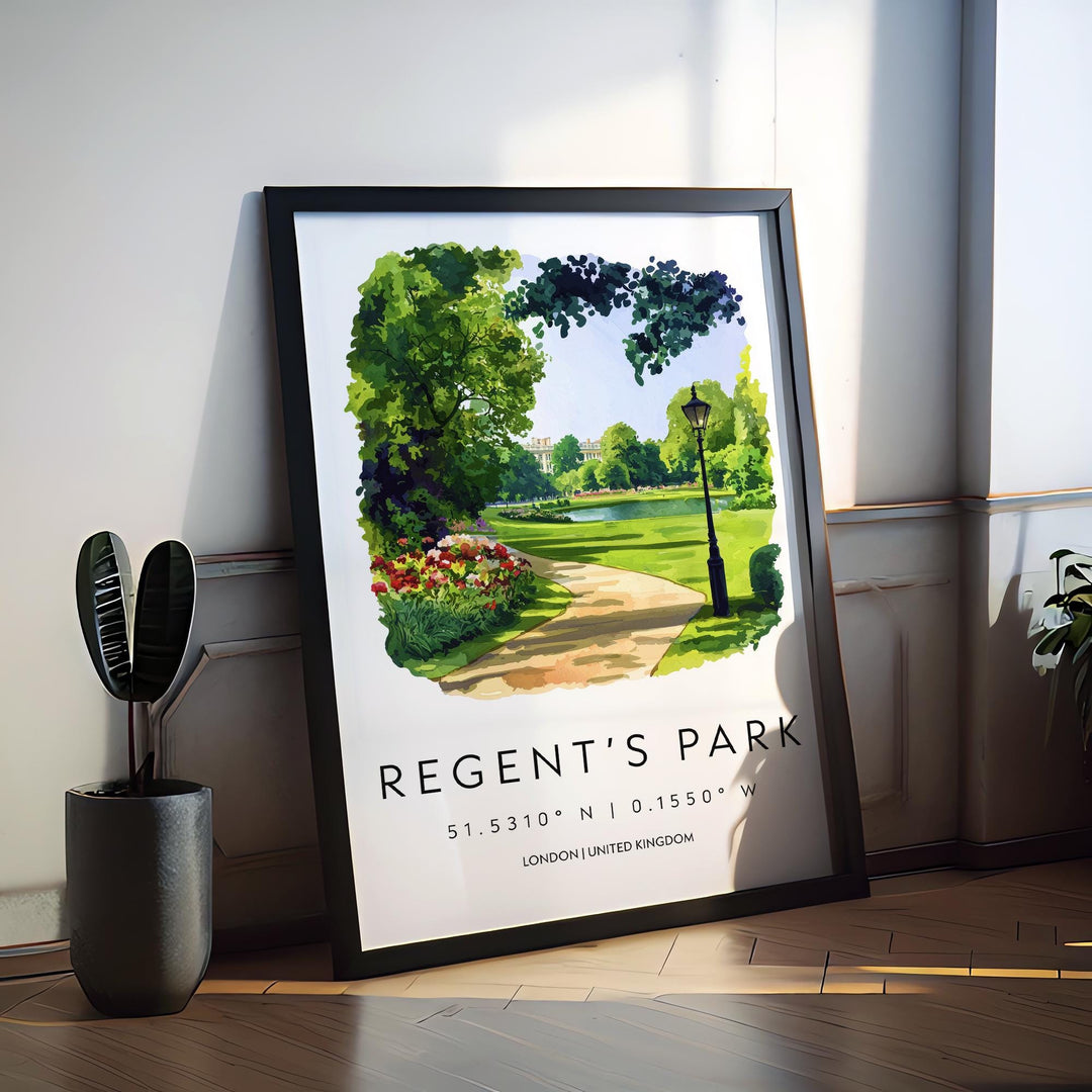Regents Park Watercolor Poster Regents Park London Travel Print Wall Art Regents Park Home Decor Regents Park Gift Art Lovers UK Park