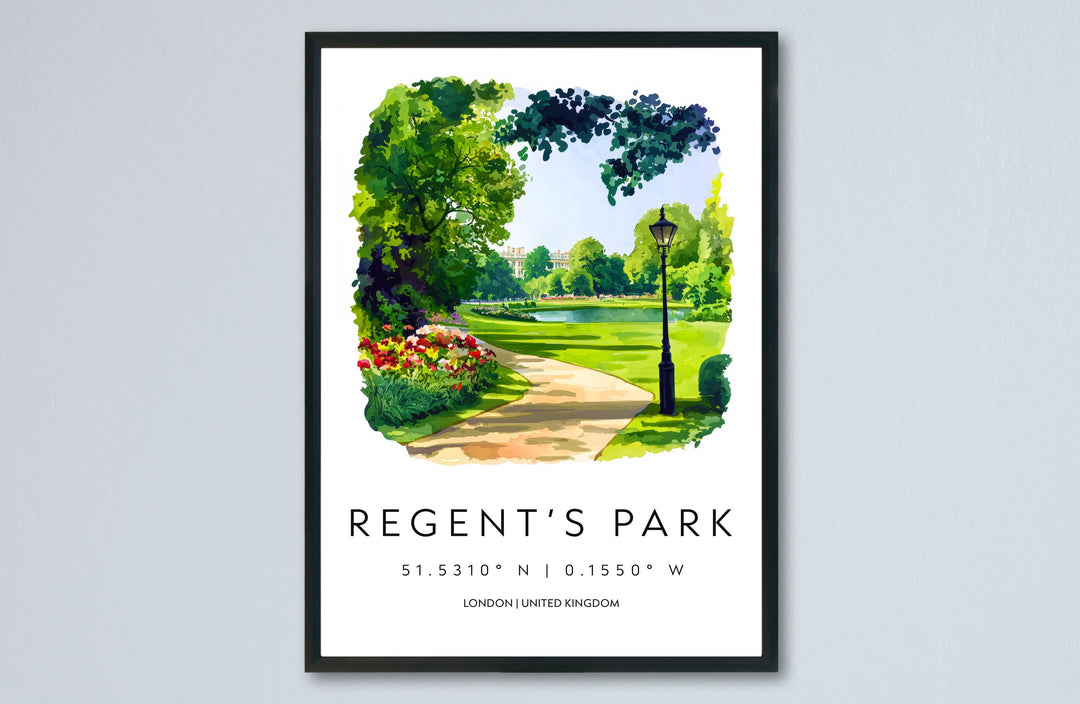 Regents Park Watercolor Poster Regents Park London Travel Print Wall Art Regents Park Home Decor Regents Park Gift Art Lovers UK Park