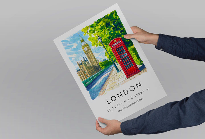 London Watercolor Poster London England Travel Print Wall Art London Home Decor London Gift Art Lovers UK Cityscape