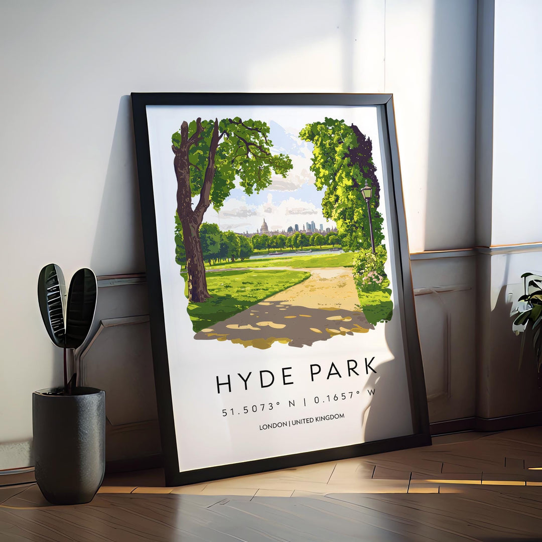 Hyde Park Watercolor Poster Hyde Park London Travel Print Wall Art Hyde Park Home Decor Hyde Park Gift Art Lovers UK Park