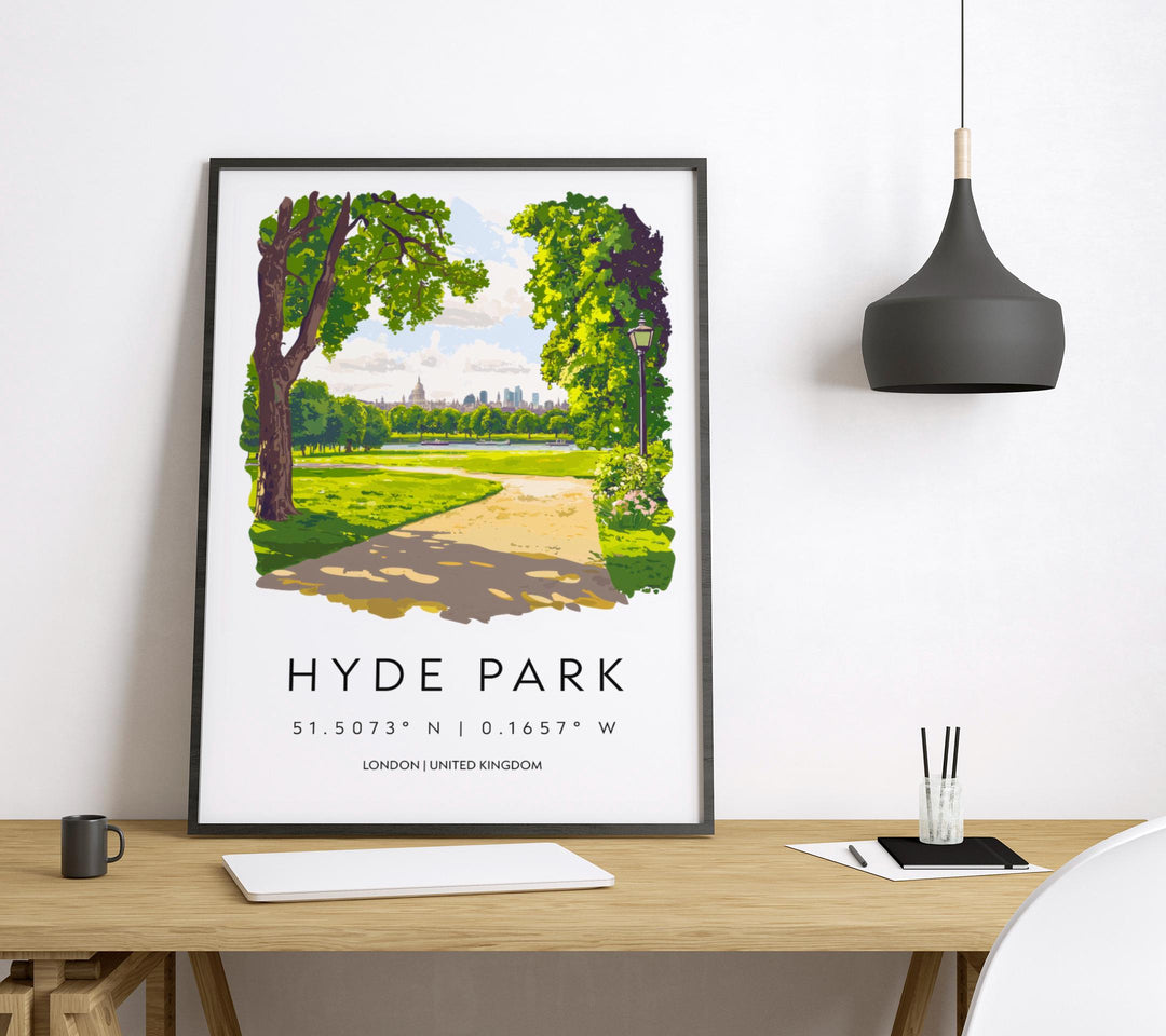 Hyde Park Watercolor Poster Hyde Park London Travel Print Wall Art Hyde Park Home Decor Hyde Park Gift Art Lovers UK Park