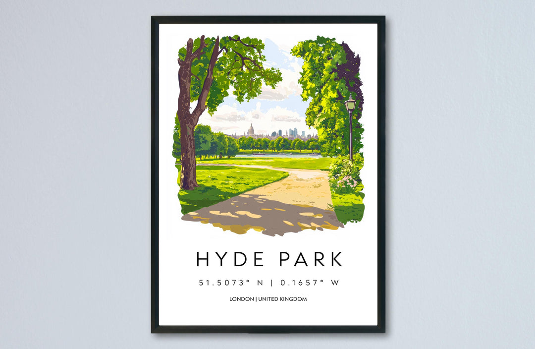 Hyde Park Watercolor Poster Hyde Park London Travel Print Wall Art Hyde Park Home Decor Hyde Park Gift Art Lovers UK Park
