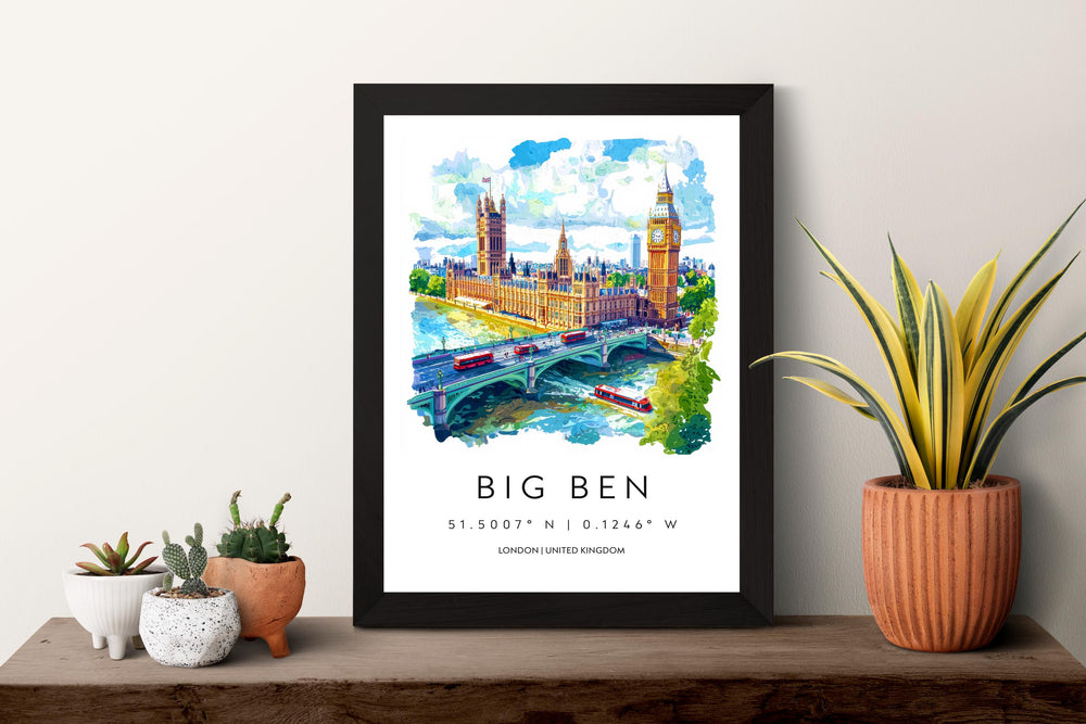 Big Ben Watercolor Poster Big Ben London Travel Print Wall Art Big Ben Home Decor Big Ben Gift Art Lovers UK Landmark