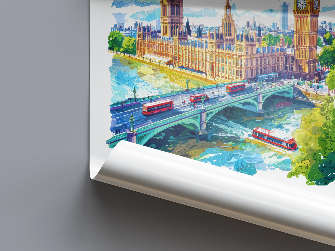 Big Ben Watercolor Poster Big Ben London Travel Print Wall Art Big Ben Home Decor Big Ben Gift Art Lovers UK Landmark