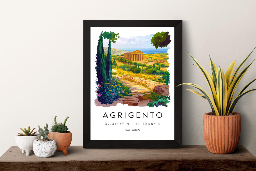 Agrigento Watercolor Poster Agrigento Italy Travel Print Wall Art Agrigento Home Decor Agrigento Gift Art Lovers Sicily Valley of Temples