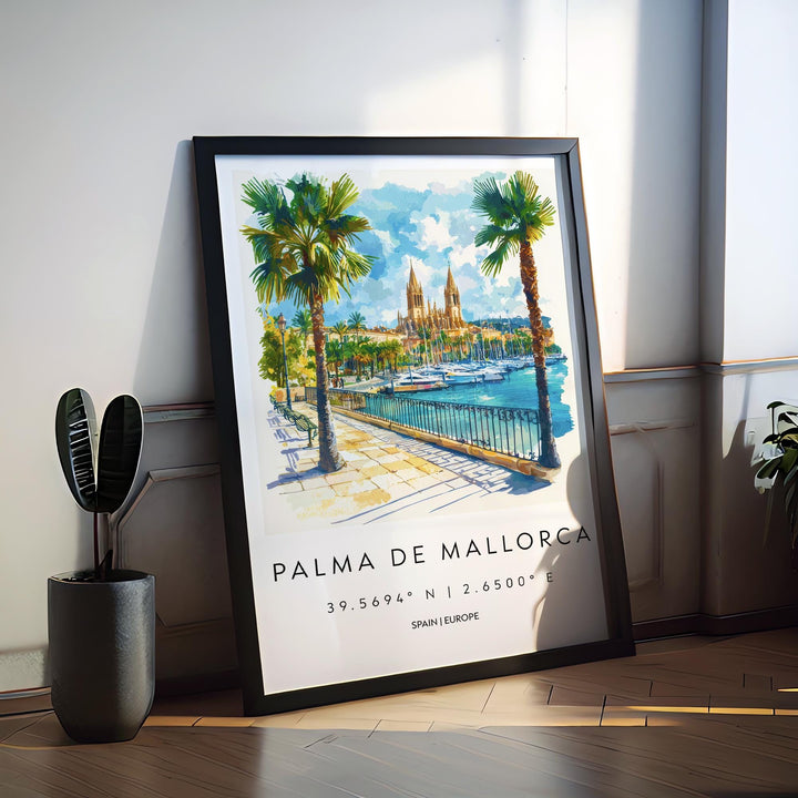 Palma de Mallorca Watercolor Poster Palma de Mallorca Spain Travel Print Wall Art Palma de Mallorca Home Decor Palma de Mallorca Gift Art