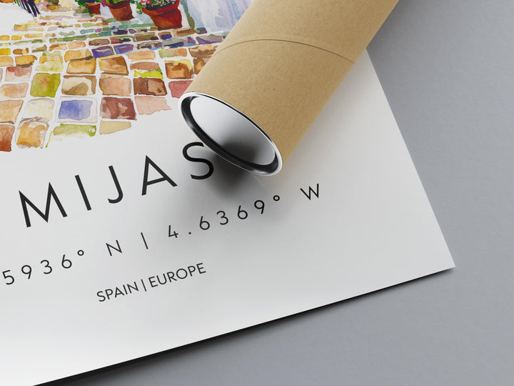 Mijas Watercolor Poster Mijas Spain Travel Print Wall Art Mijas Home Decor Mijas Gift Art Lovers Spain Art Mijas White Village