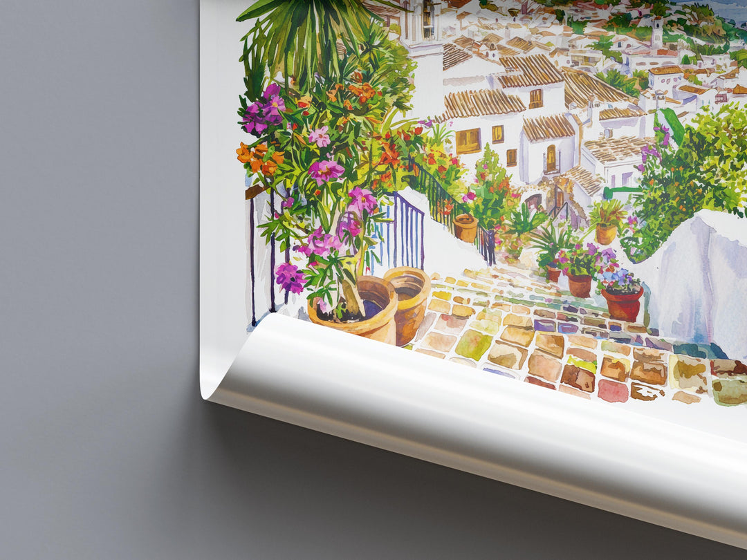 Mijas Watercolor Poster Mijas Spain Travel Print Wall Art Mijas Home Decor Mijas Gift Art Lovers Spain Art Mijas White Village