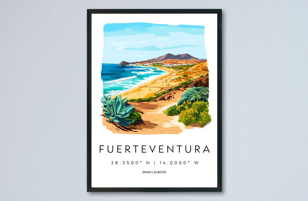 Fuerteventura Watercolor Poster Fuerteventura Spain Travel Print Wall Art Fuerteventura Home Decor Fuerteventura Gift Art Lovers Spain Art
