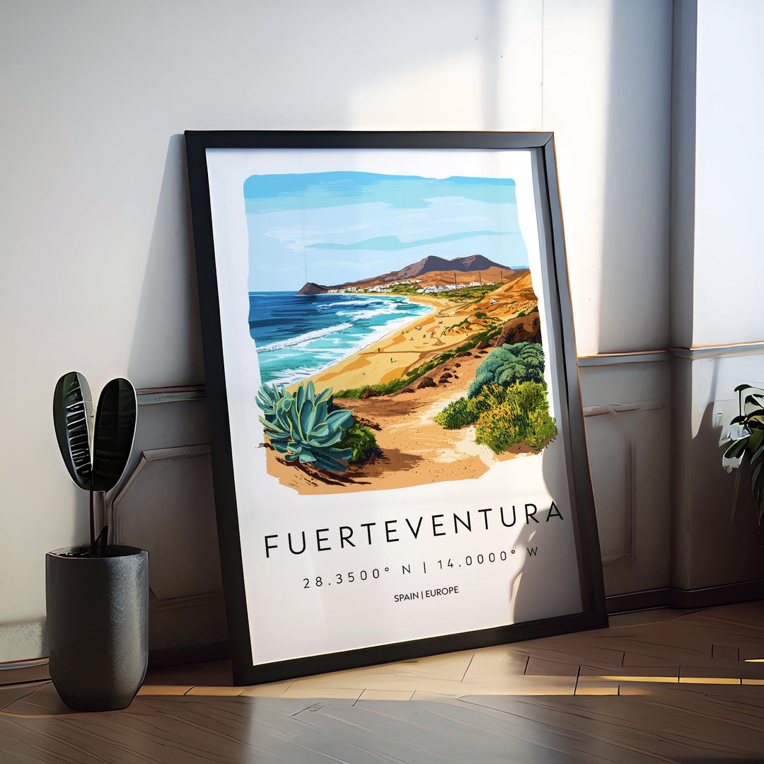 Fuerteventura Watercolor Poster Fuerteventura Spain Travel Print Wall Art Fuerteventura Home Decor Fuerteventura Gift Art Lovers Spain Art