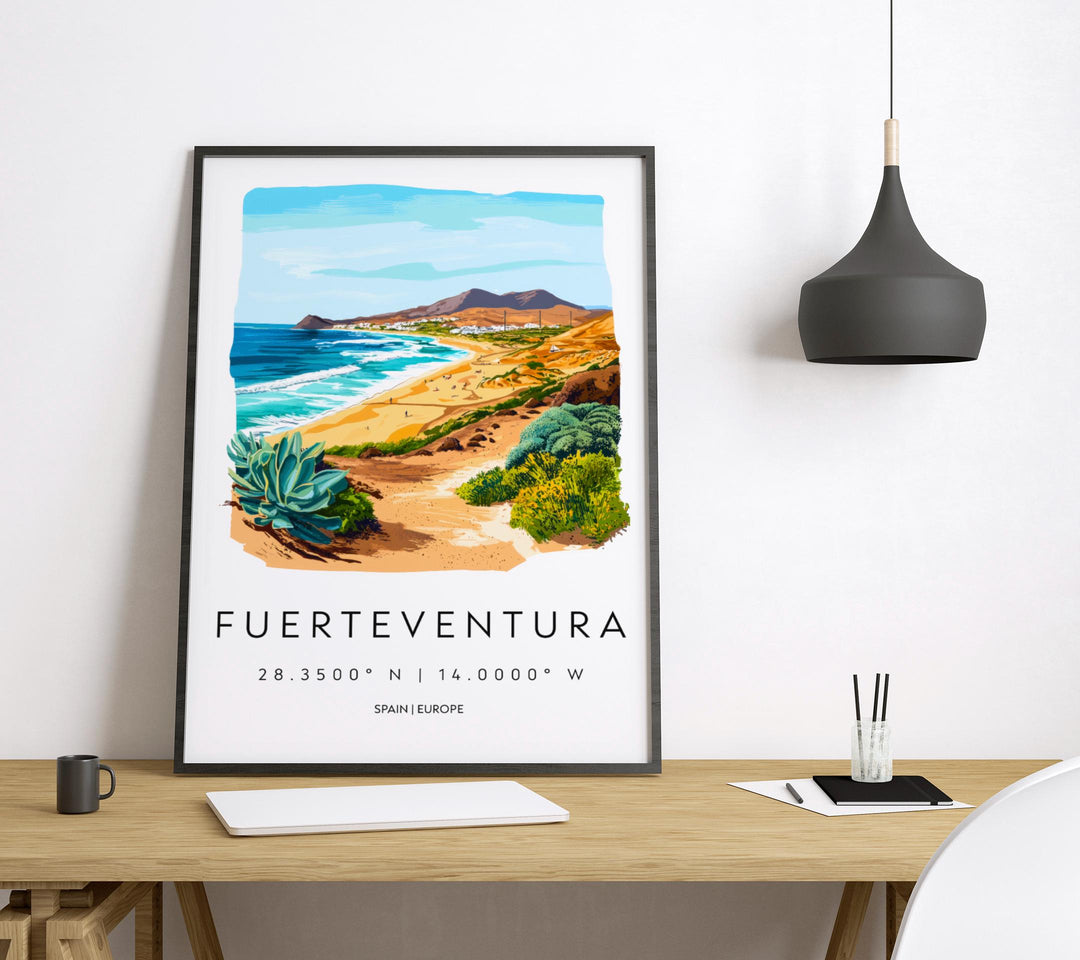 Fuerteventura Watercolor Poster Fuerteventura Spain Travel Print Wall Art Fuerteventura Home Decor Fuerteventura Gift Art Lovers Spain Art