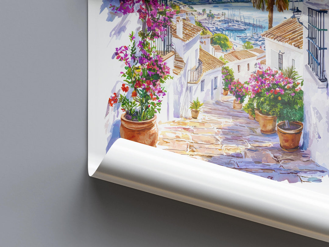 Estepona Watercolor Poster Estepona Spain Travel Print Wall Art Estepona Home Decor Estepona Gift Art Lovers Spain Art Coastal Town