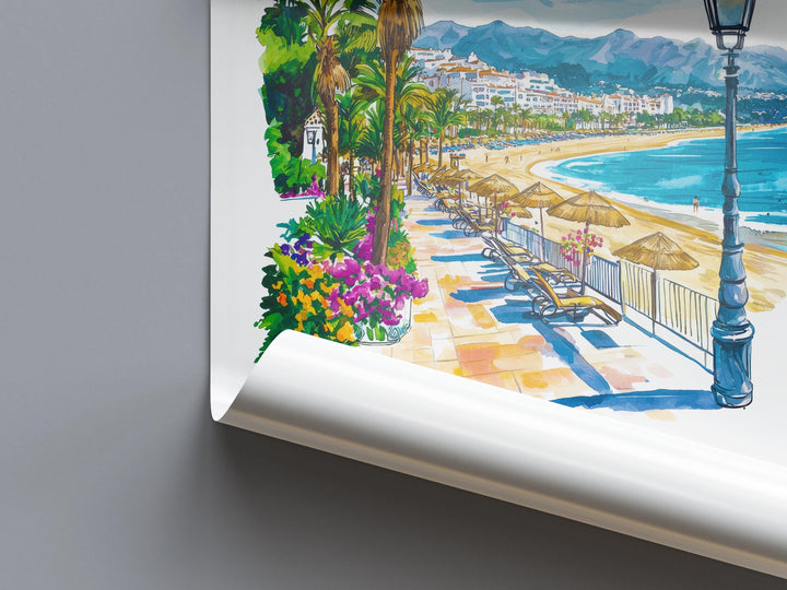 Costa del Sol Watercolor Poster Costa del Sol Spain Travel Print Wall Art Costa del Sol Home Decor Costa del Sol Gift Art Lovers Spain Art