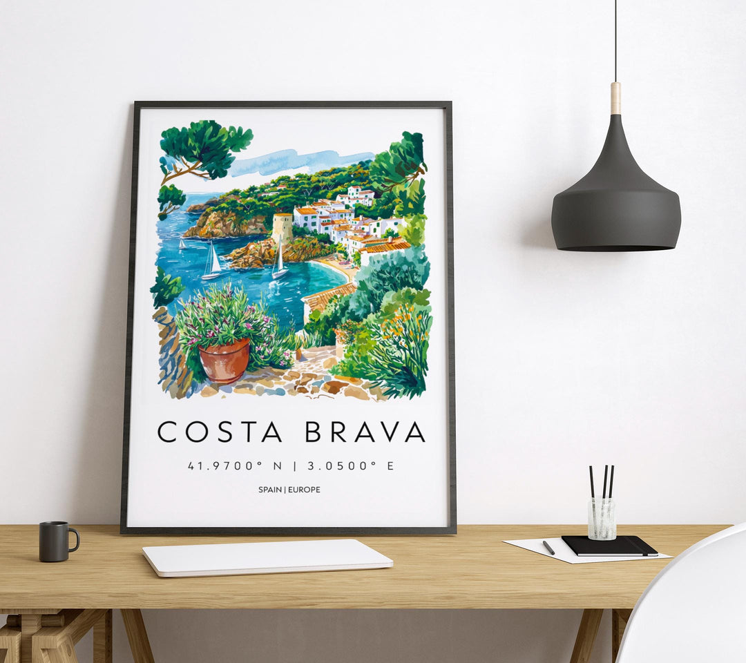 Costa Brava Watercolor Poster Costa Brava Spain Travel Print Wall Art Costa Brava Home Decor Costa Brava Gift Art Lovers Spain Art