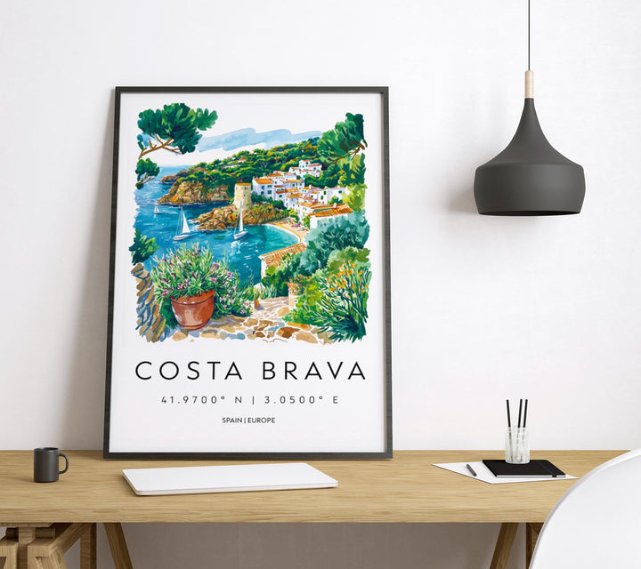 Costa Brava Watercolor Poster Costa Brava Spain Travel Print Wall Art Costa Brava Home Decor Costa Brava Gift Art Lovers Spain Art