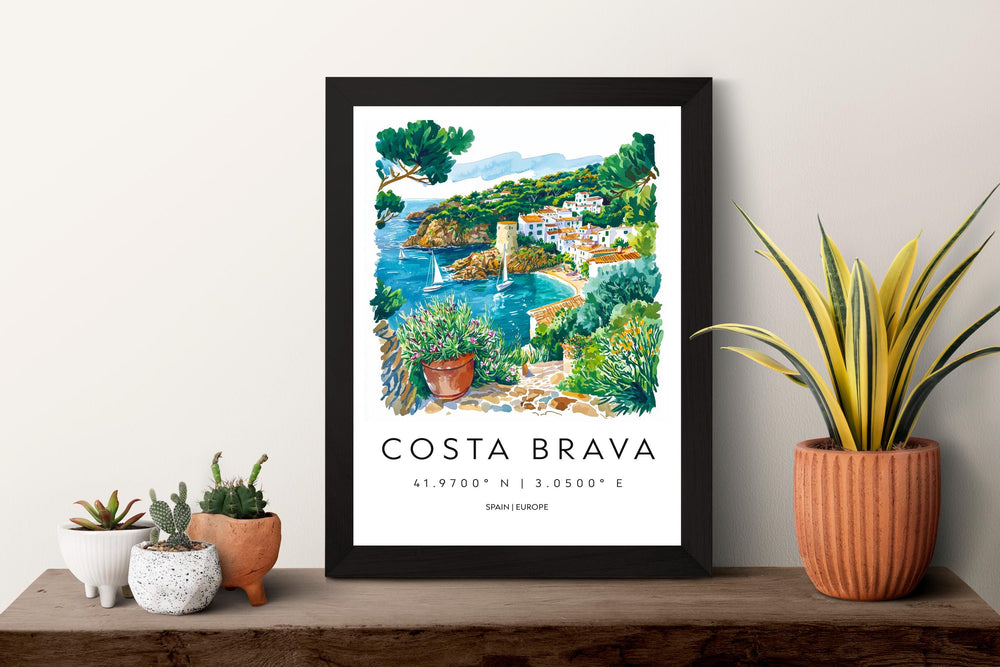 Costa Brava Watercolor Poster Costa Brava Spain Travel Print Wall Art Costa Brava Home Decor Costa Brava Gift Art Lovers Spain Art