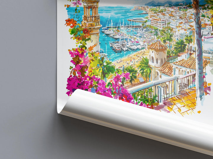 Benalmadena Watercolor Poster Benalmadena Spain Travel Print Wall Art Benalmadena Home Decor Benalmadena Gift Art Lovers Spain Art