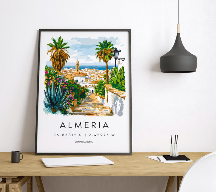 Almeria Watercolor Poster Almeria Spain Travel Print Wall Art Almeria Home Decor Almeria Gift Art Lovers Spain Art Almeria Cityscape