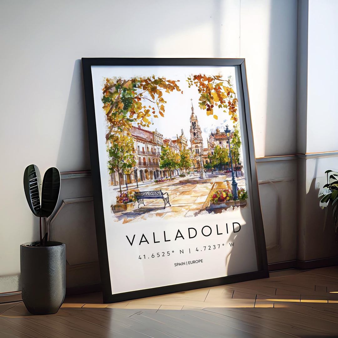 Valladolid Watercolor Poster Valladolid Spain Travel Print Wall Art Valladolid Home Decor Valladolid Gift Art Lovers Spain Art Cityscape
