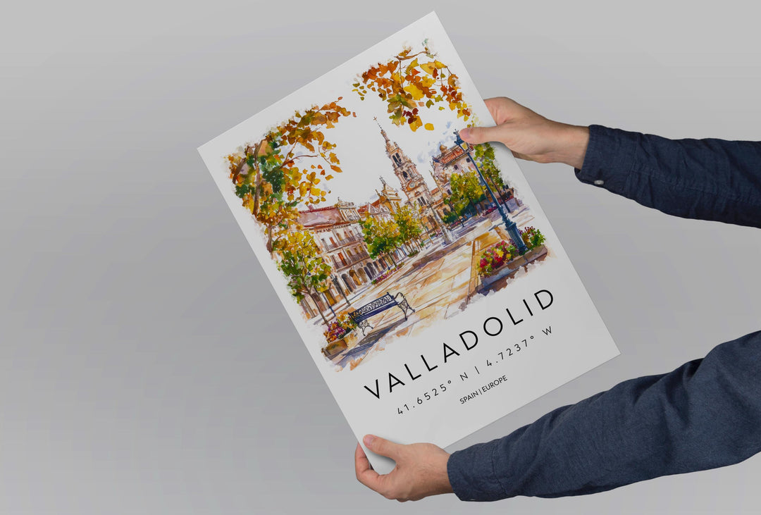 Valladolid Watercolor Poster Valladolid Spain Travel Print Wall Art Valladolid Home Decor Valladolid Gift Art Lovers Spain Art Cityscape