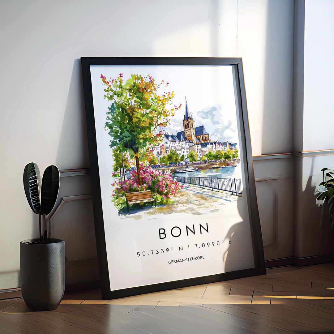 Bonn Watercolor Poster Bonn Germany Travel Print Wall Art Bonn Home Decor Bonn Gift Art Lovers Germany Art Bonn Cityscape