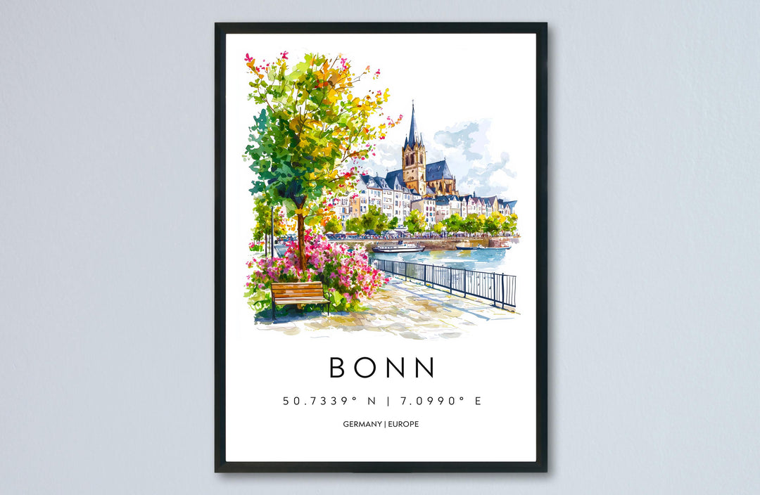 Bonn Watercolor Poster Bonn Germany Travel Print Wall Art Bonn Home Decor Bonn Gift Art Lovers Germany Art Bonn Cityscape