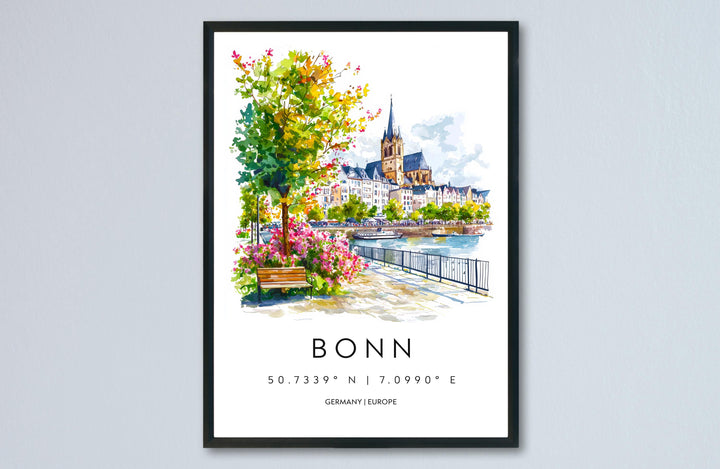 Bonn Watercolor Poster Bonn Germany Travel Print Wall Art Bonn Home Decor Bonn Gift Art Lovers Germany Art Bonn Cityscape