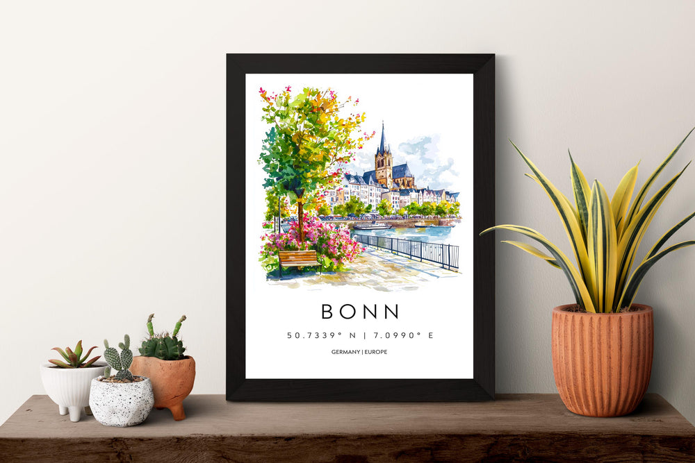 Bonn Watercolor Poster Bonn Germany Travel Print Wall Art Bonn Home Decor Bonn Gift Art Lovers Germany Art Bonn Cityscape