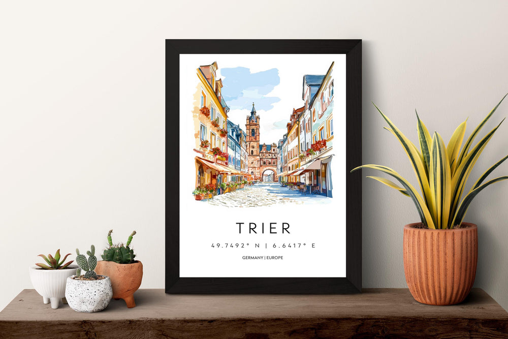Trier Watercolor Poster Trier Germany Travel Print Wall Art Trier Home Decor Trier Gift Art Lovers Germany Art Trier Roman City