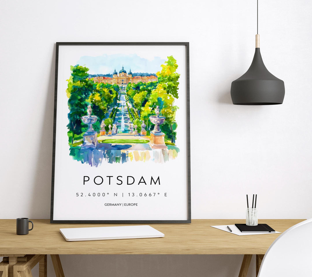 Potsdam Watercolor Poster Potsdam Germany Travel Print Wall Art Potsdam Home Decor Potsdam Gift Art Lovers Germany Art Potsdam Palaces
