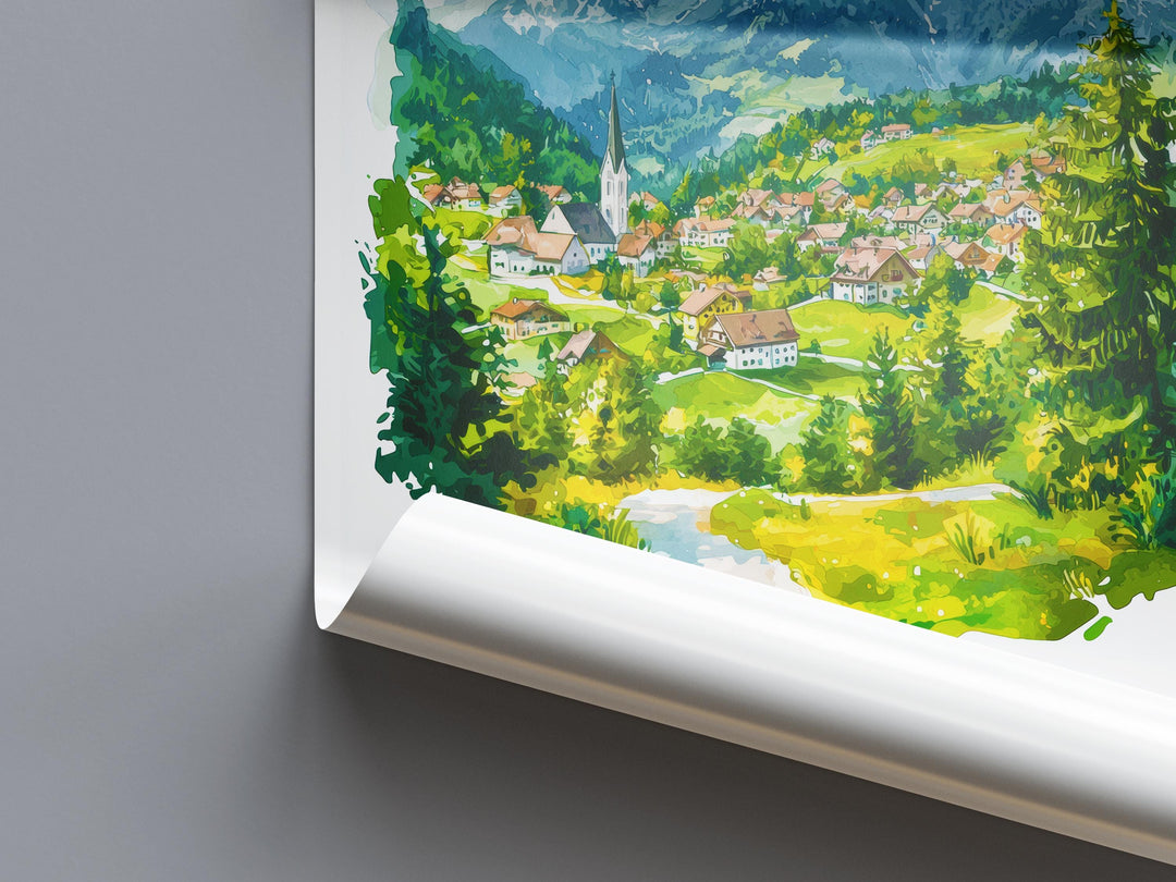 Garmisch Partenkirchen Watercolor Poster Germany Travel Print Wall Art Garmisch Home Decor Garmisch Gift Art Lovers Bavarian Alps