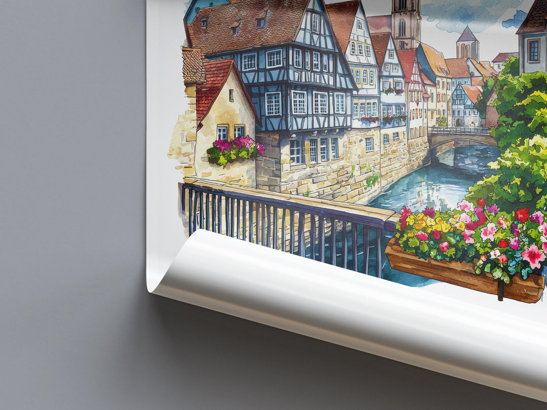 Erfurt Watercolor Poster Erfurt Germany Travel Print Wall Art Erfurt Home Decor Erfurt Gift Art Lovers Germany Art Erfurt Medieval City