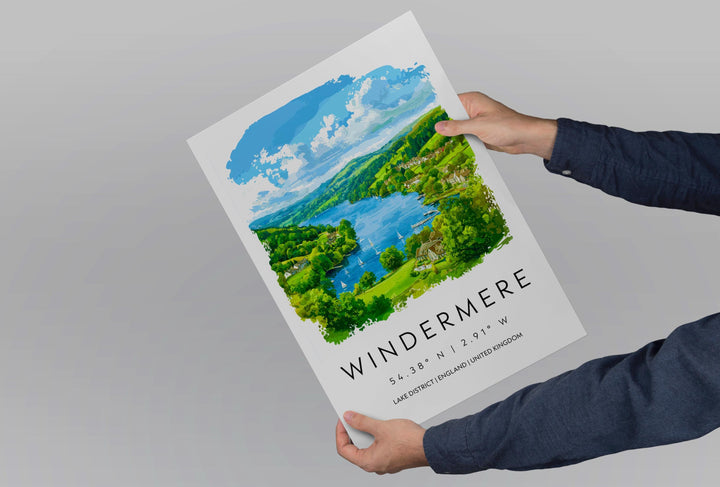 Windermere Watercolor Poster Windermere Lake District Travel Print Wall Art Windermere Home Decor Windermere Gift Art Lovers UK Lake