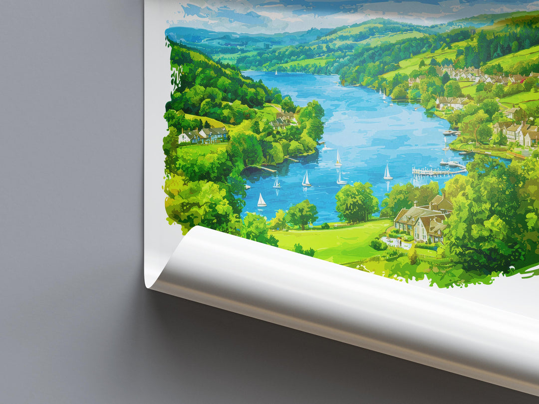 Windermere Watercolor Poster Windermere Lake District Travel Print Wall Art Windermere Home Decor Windermere Gift Art Lovers UK Lake