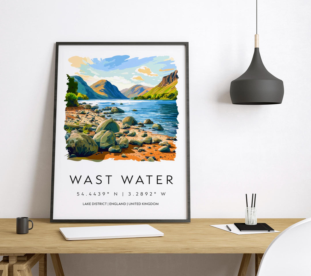 Wast Water Watercolor Poster Wast Water Lake District Travel Print Wall Art Wast Water Home Decor Wast Water Gift Art Lovers UK Lake