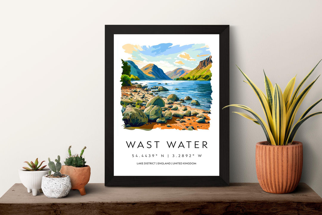 Wast Water Watercolor Poster Wast Water Lake District Travel Print Wall Art Wast Water Home Decor Wast Water Gift Art Lovers UK Lake